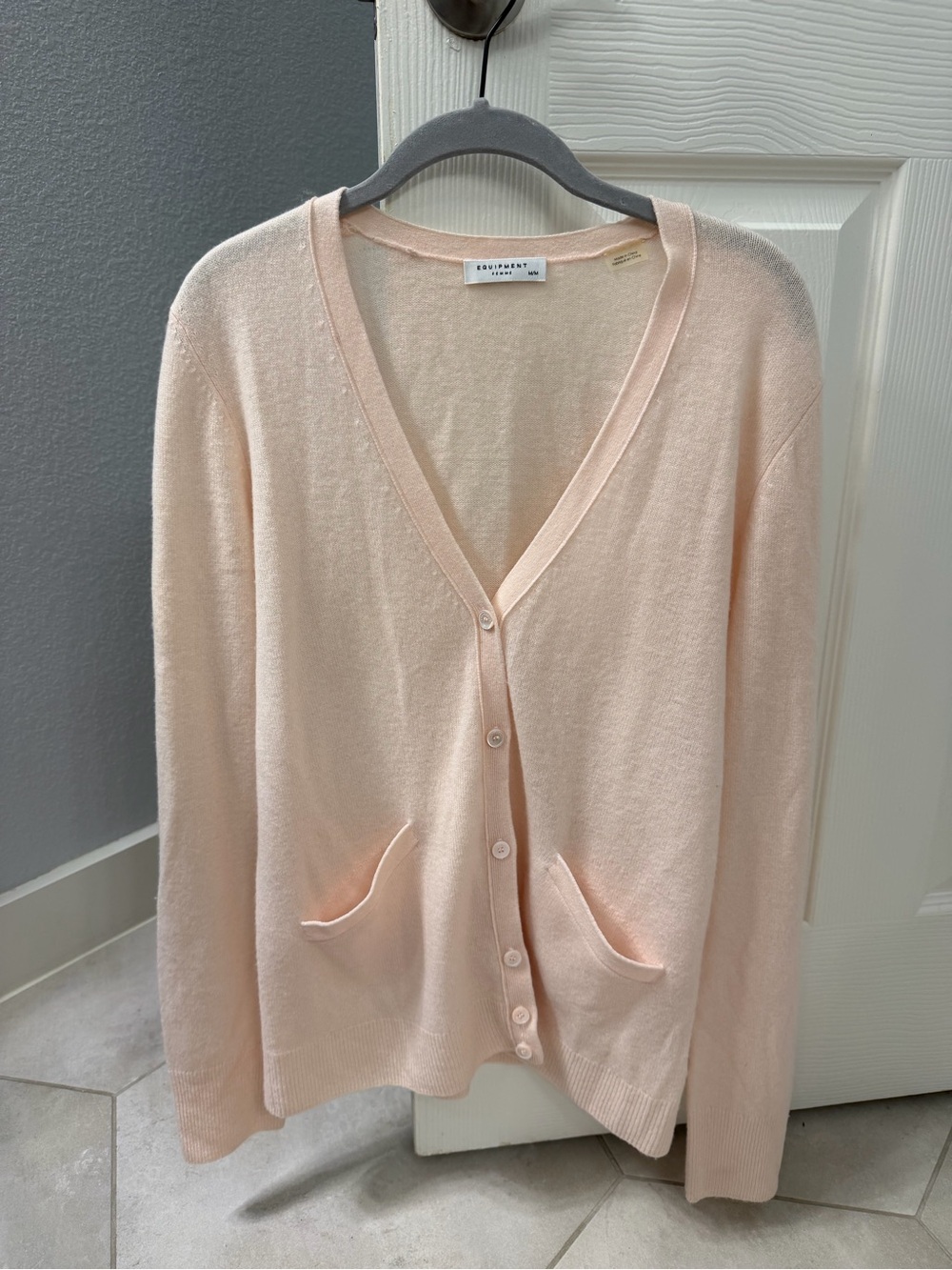 Equipment Pale Blush V-Neck Button Cardigan
